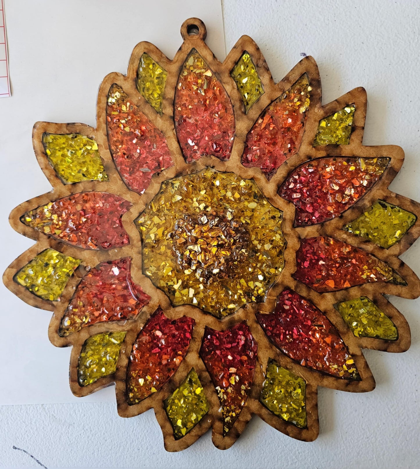 Sunflower (Red & Gold) Suncatcher Art Kit
