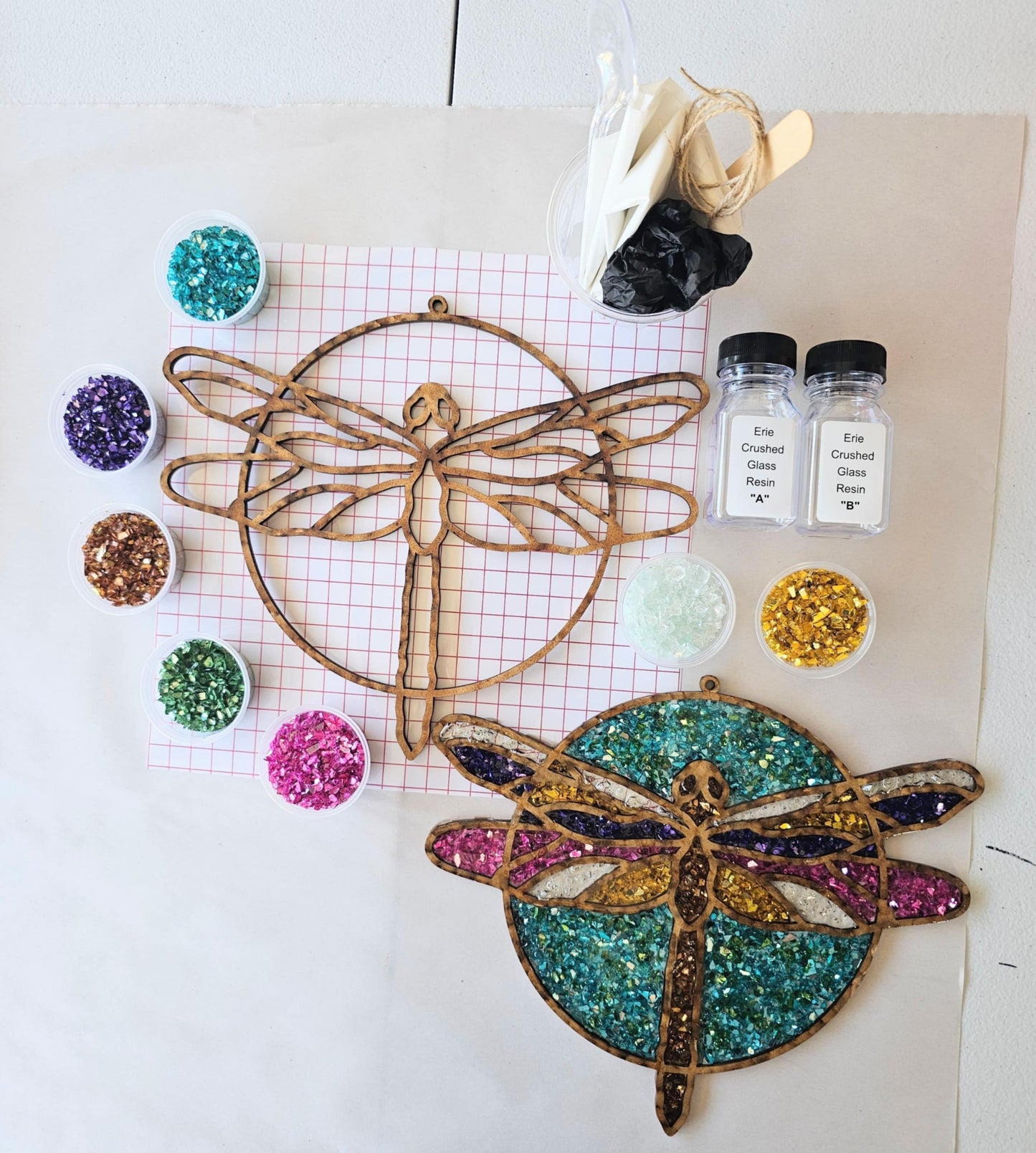 Teal/Green Dragonfly Suncatcher Art Kit