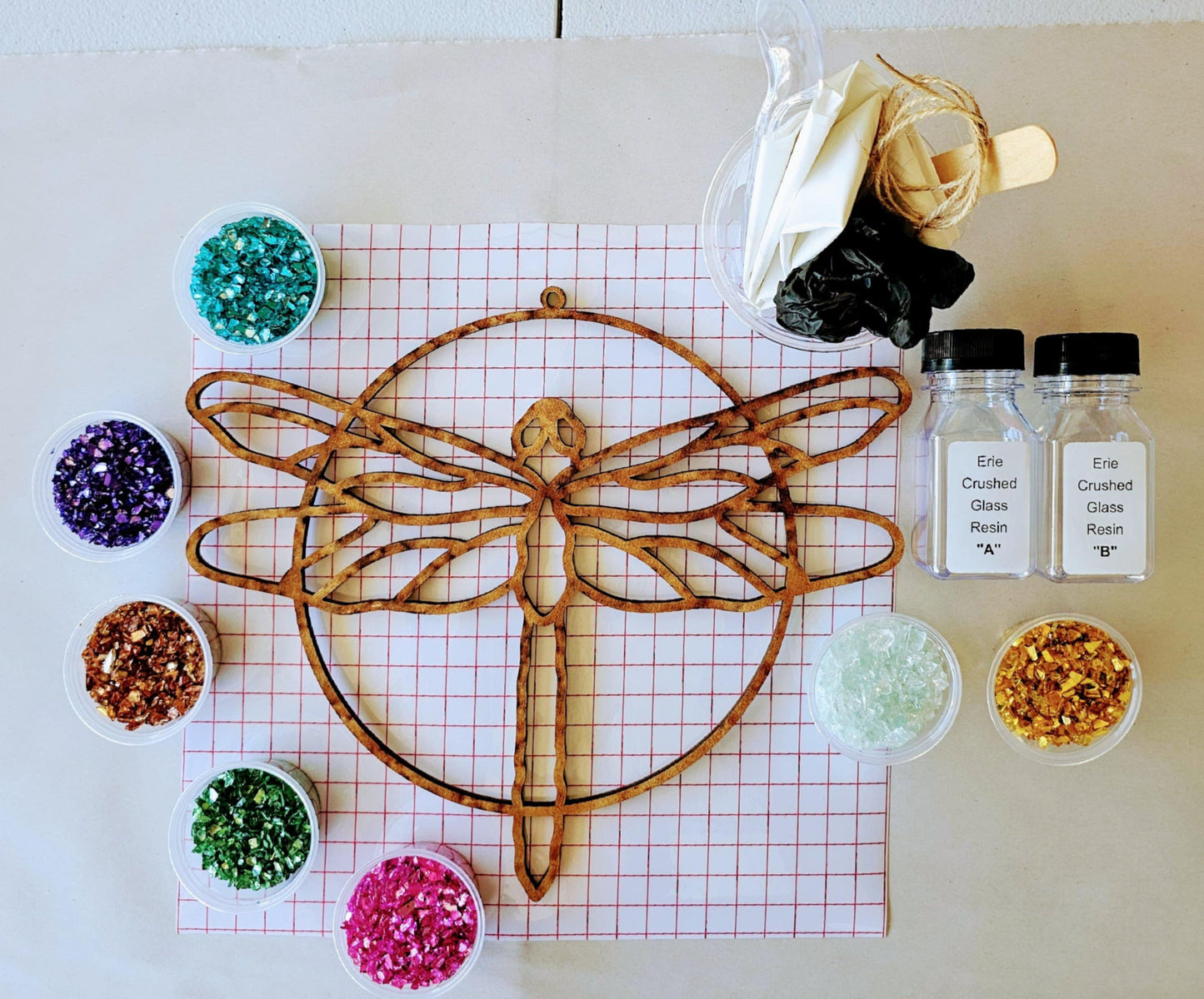 Teal/Green Dragonfly Suncatcher Art Kit