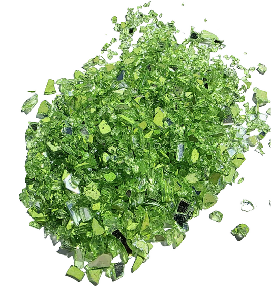 Lime Green Crushed Stained Glass 8 Ounces