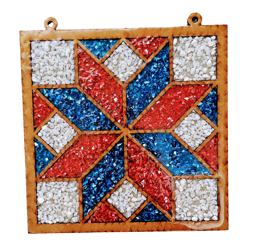 Barn Quilt (Red & Blue) Suncatcher Art Kit