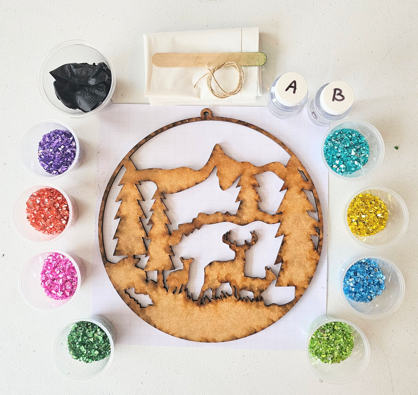 Deer in Forest Suncatcher Art Kit