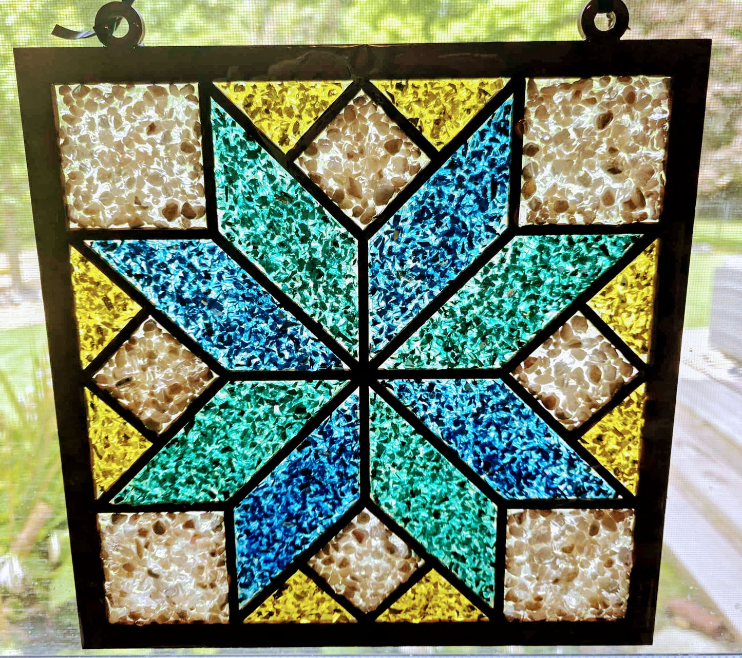 Barn Quilt (Blue & Teal) Suncatcher Art Kit