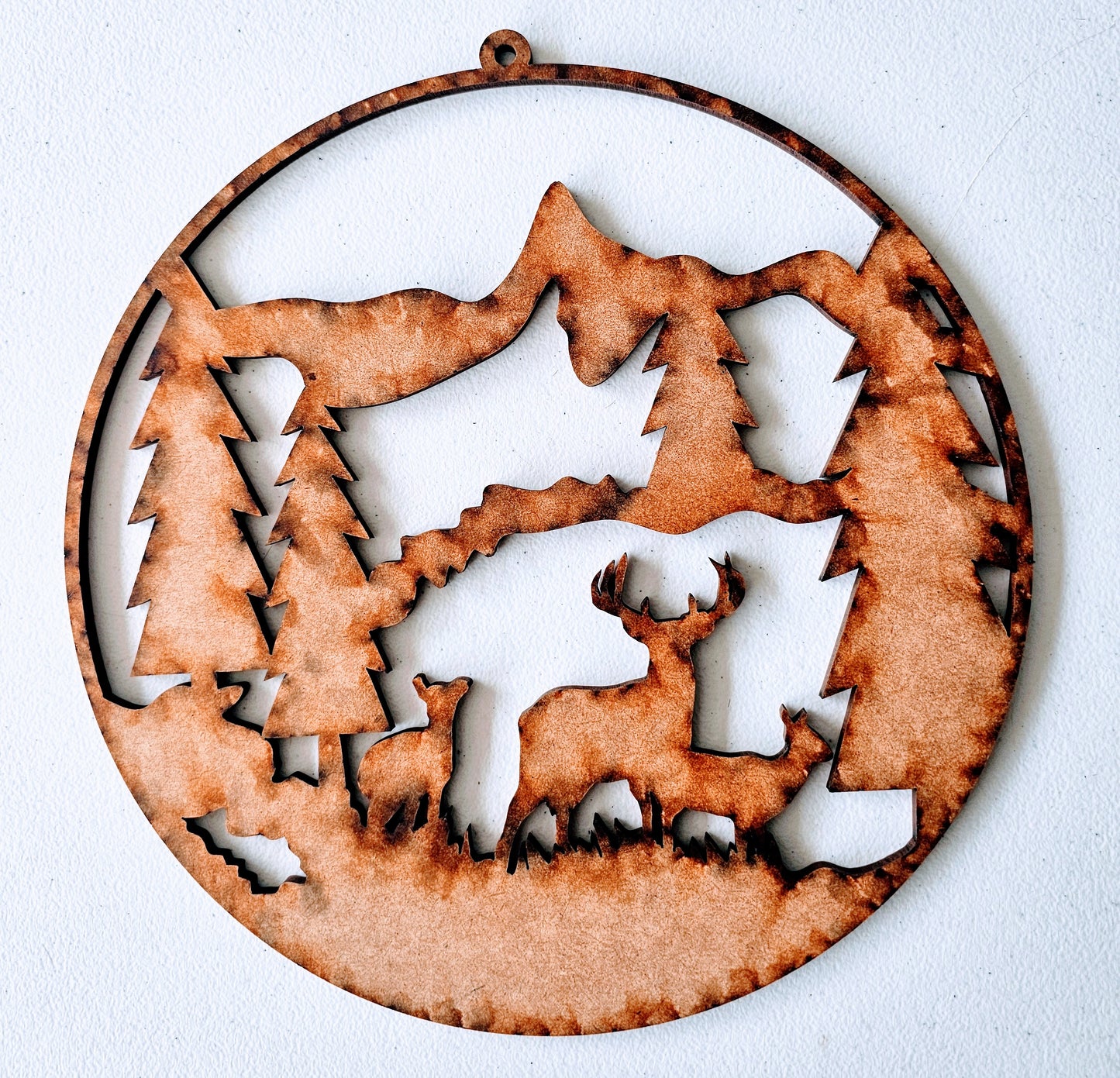 Deer in Forest Wood Cut-Out Frame Only