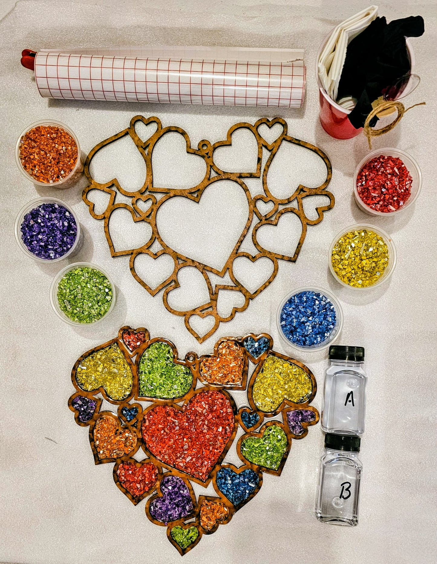 Rainbow Hearts Suncatcher Art Kit