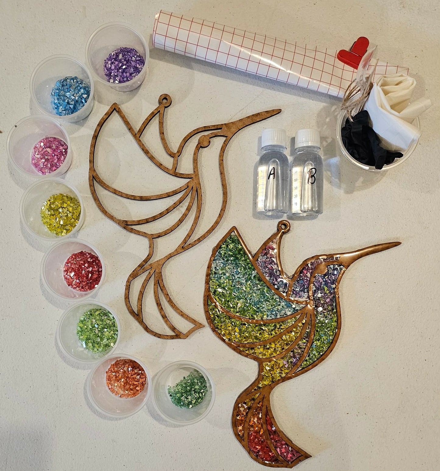 Pastel Hummingbird Suncatcher Art Kit