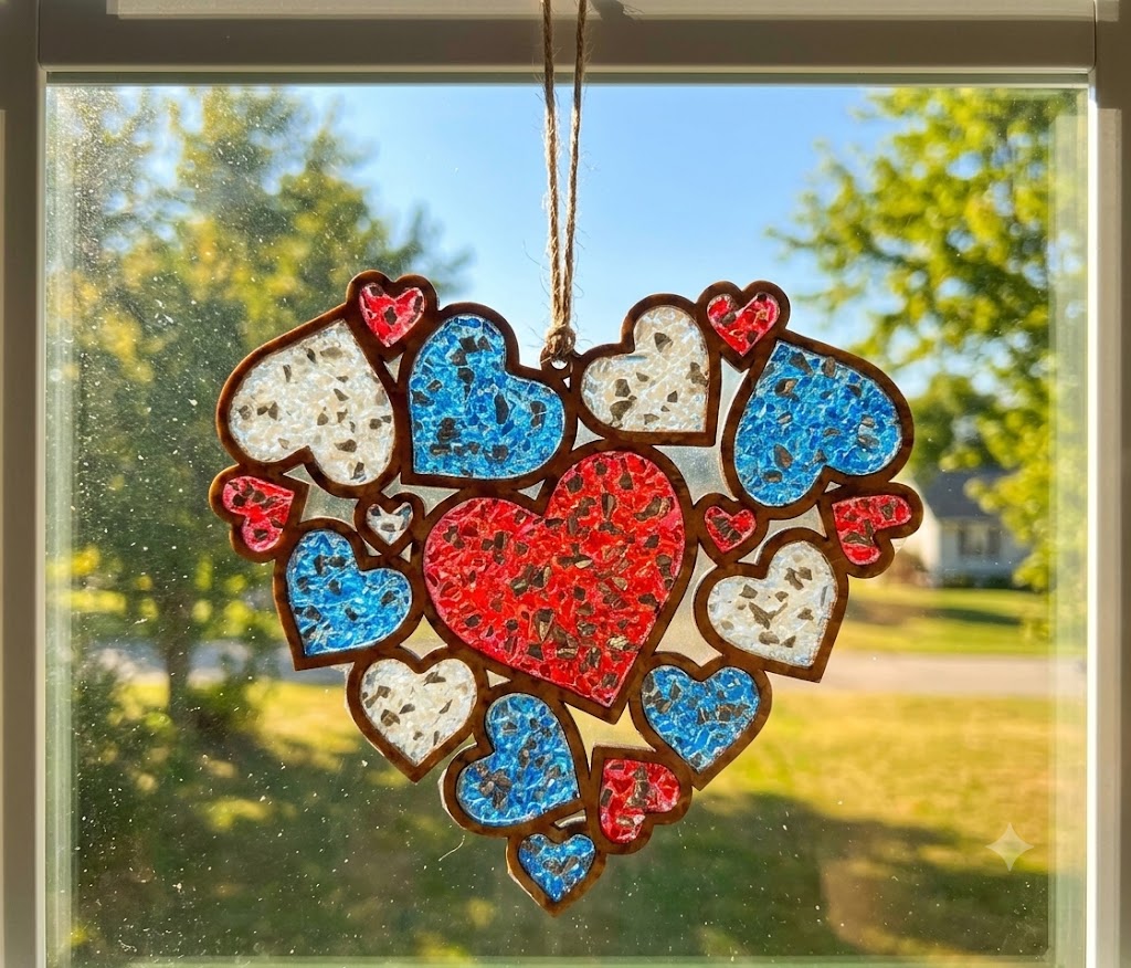 Patriotic Hearts Suncatcher Art Kit