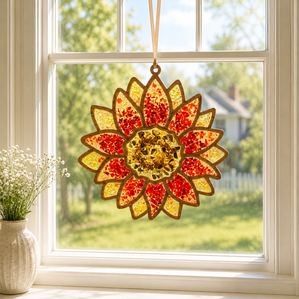 Sunflower (Red & Gold) Suncatcher Art Kit
