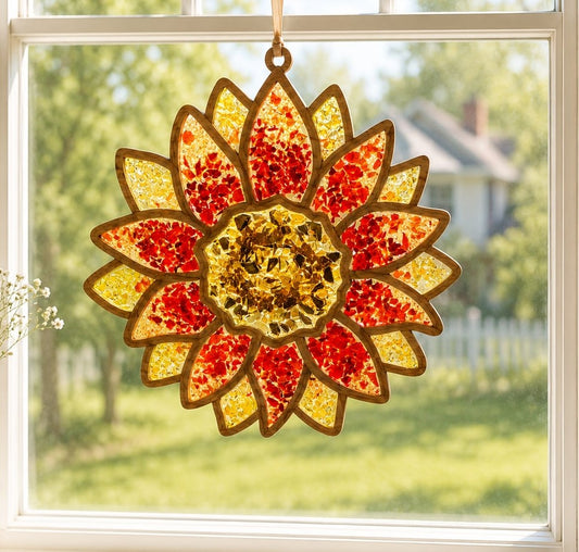 Sunflower (Red & Gold) Suncatcher Art Kit
